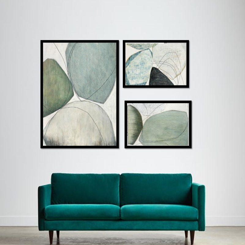 Tríptico decorativo "piedras". Sin Clavos. Decoración salón, comedor, habitación o pasillo.