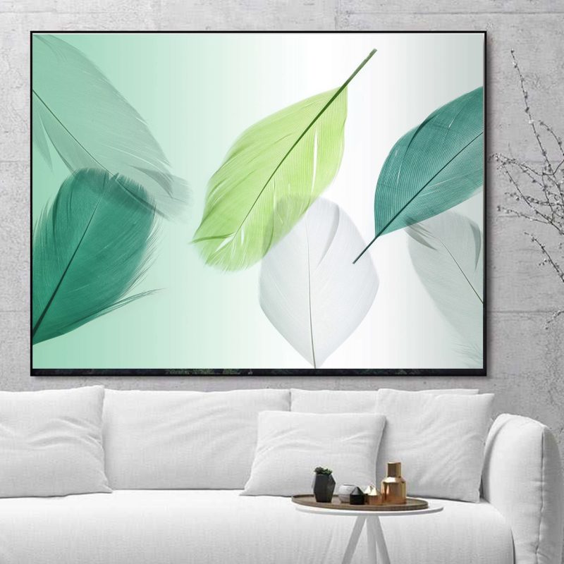 Cuadro decorativo "Plumas verdes"