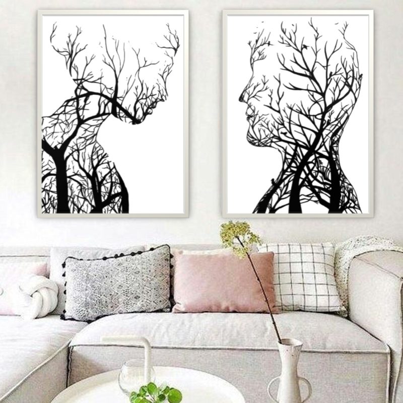 Cuadro decorativo para hogar. Díptico hombre- mujer.