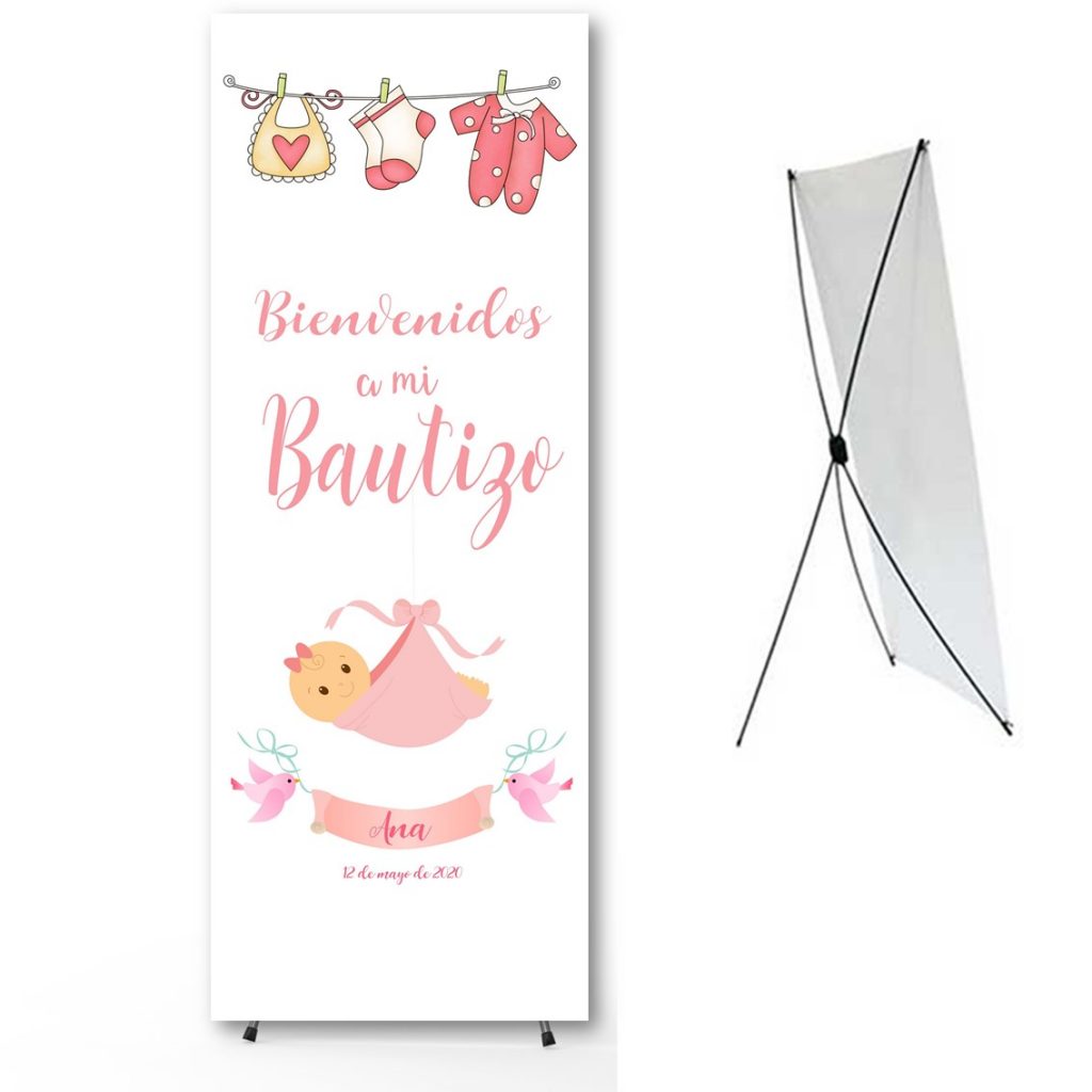 Cartel Banner para Bautizo. Modelo niña saquito.