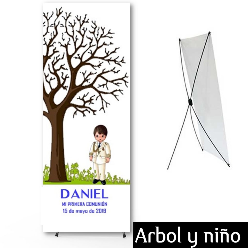 Banner para Comunión. Modelo árbol y niño.