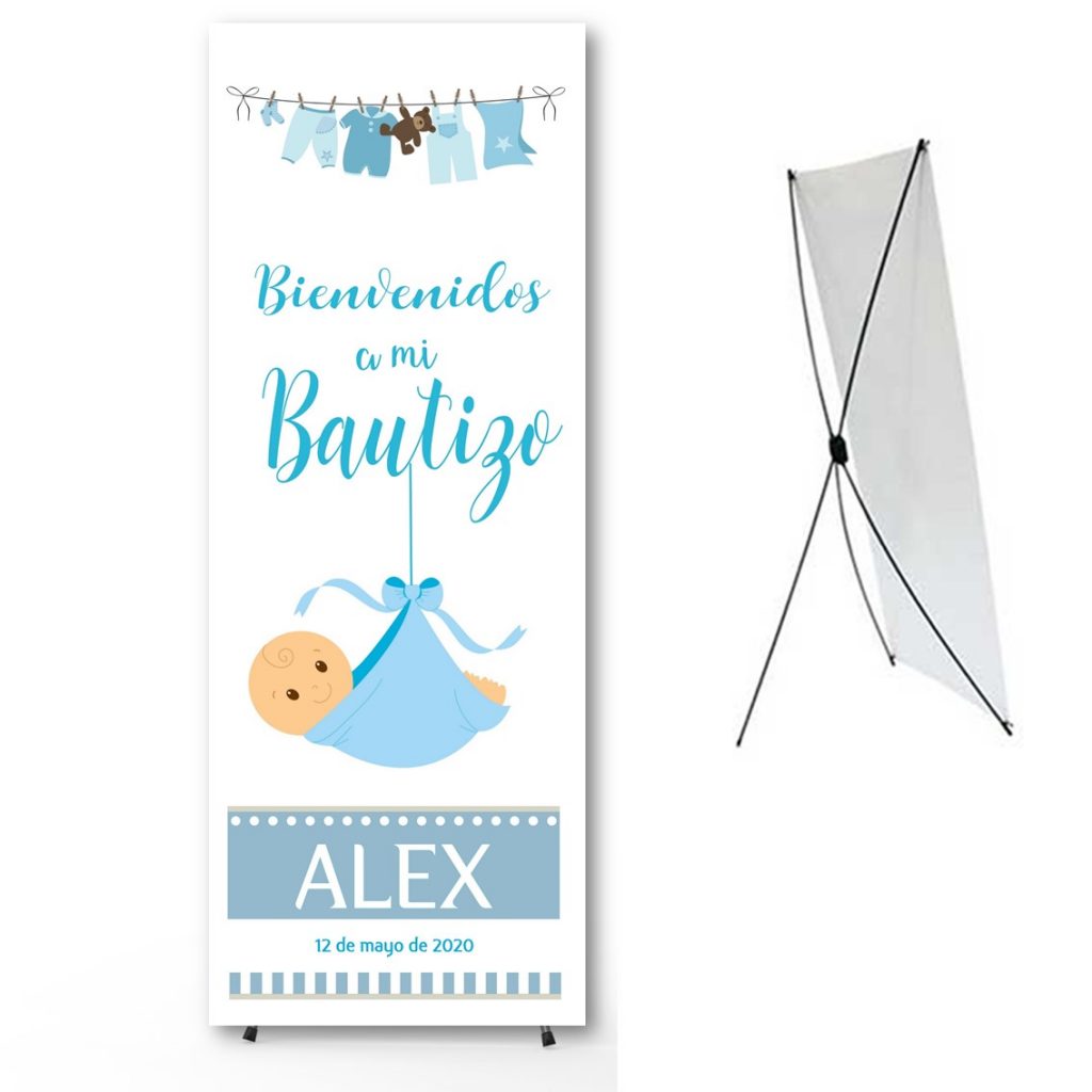 Cartel Banner para Bautizo. Modelo niño saquito.