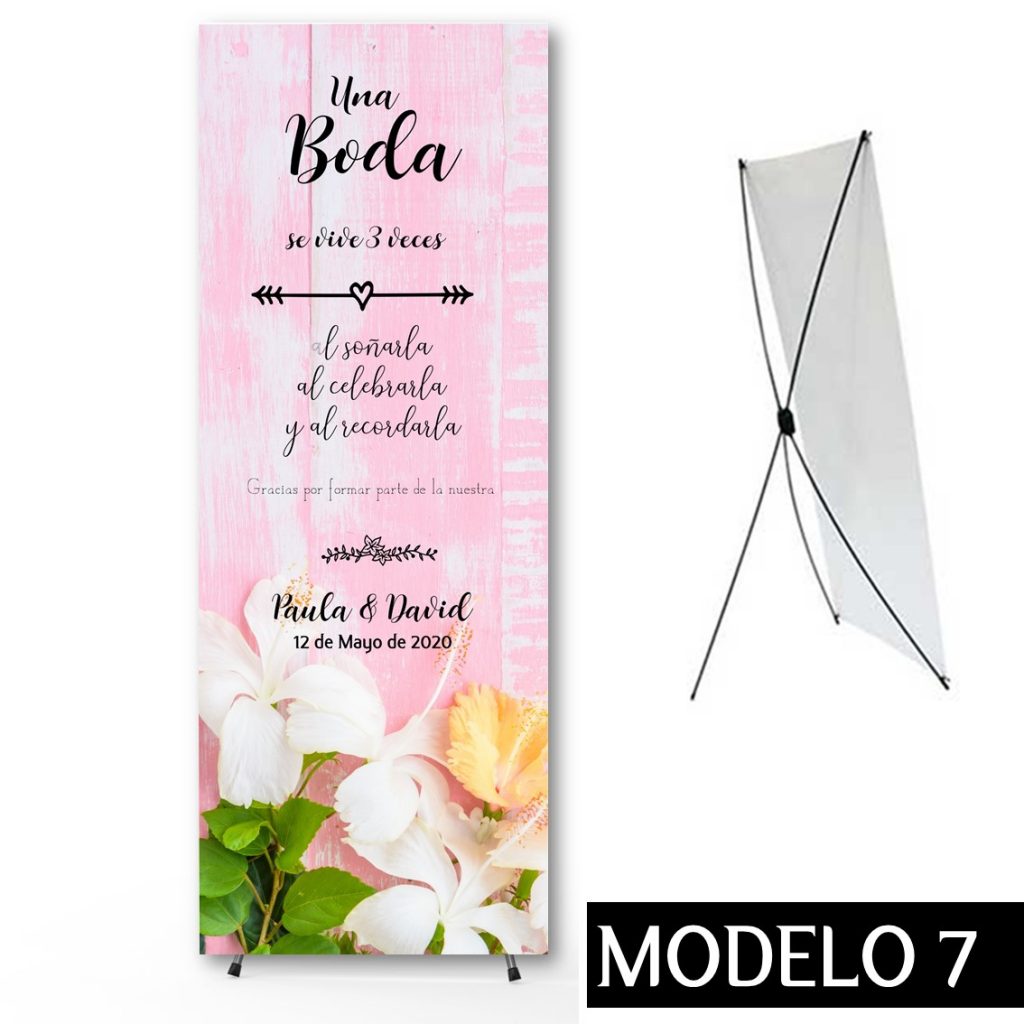 Cartel Banner para Boda. Una boda se vive 3 veces....Tamaño 60 x 160 cm.
