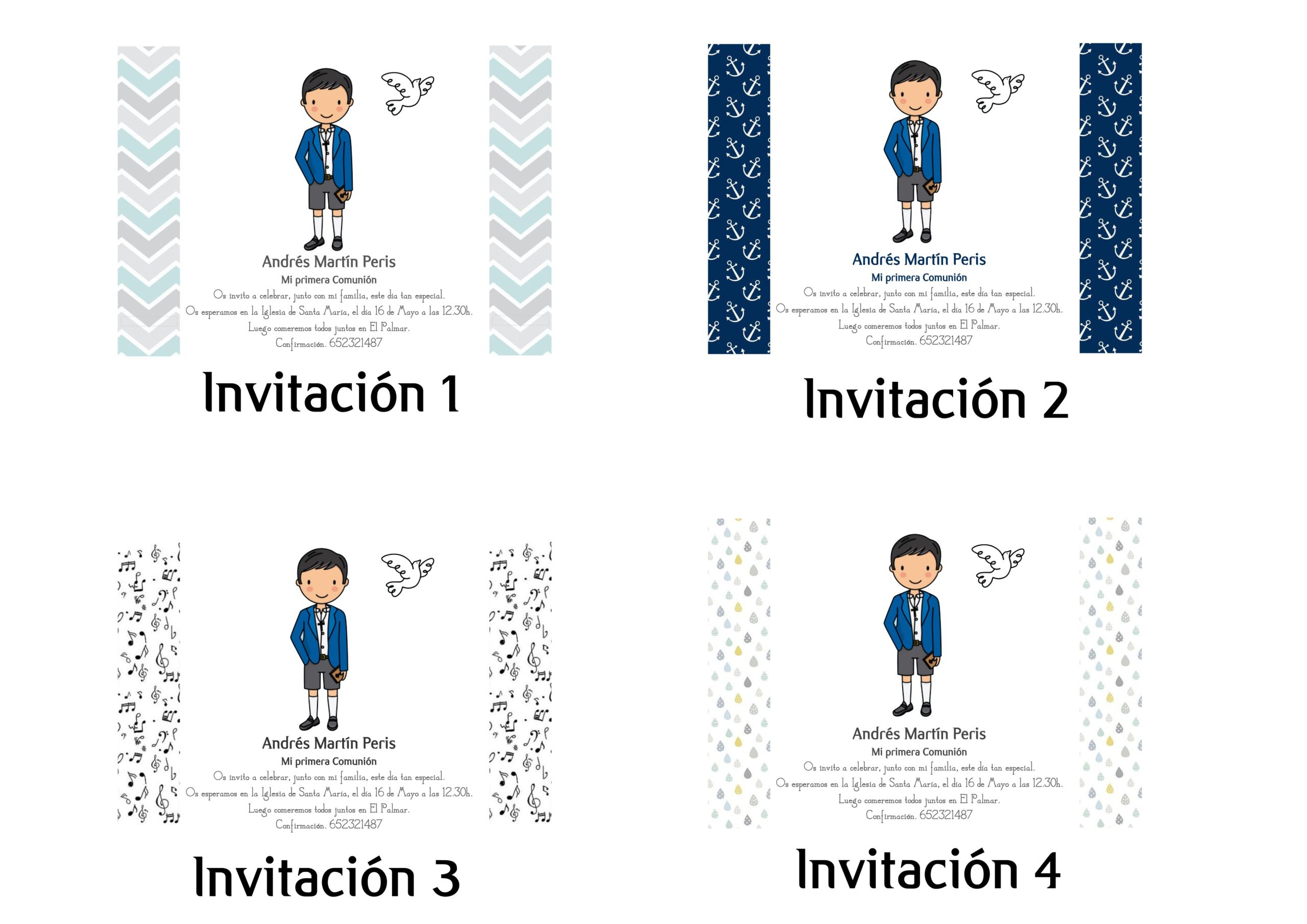 Invitación para comunión niño. Personalizada. Pack 24 unidades.Modelo sixty. - Imagen 4