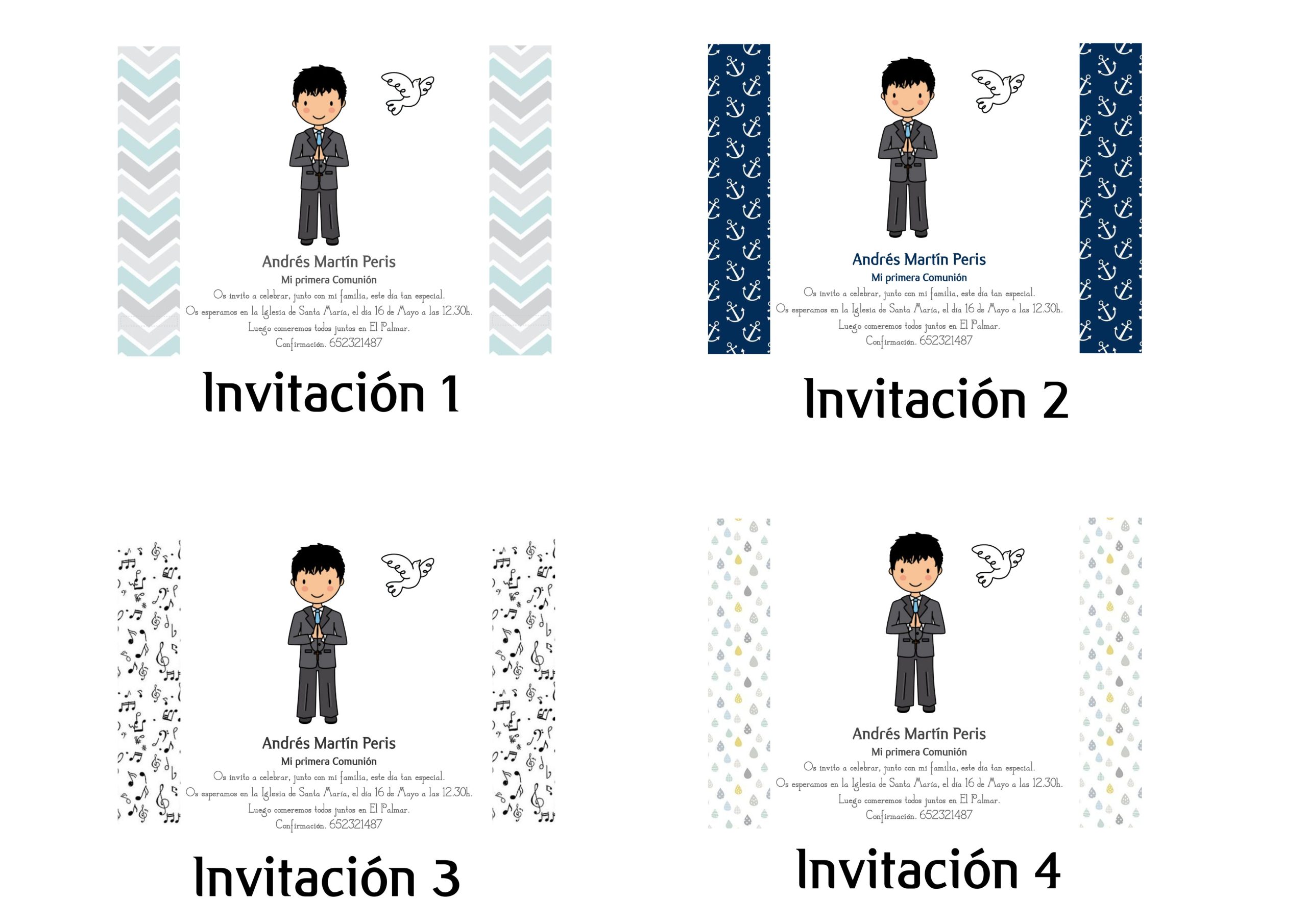 Invitación para comunión niño. Personalizada. Pack 24 unidades.Modelo sixty. - Imagen 8