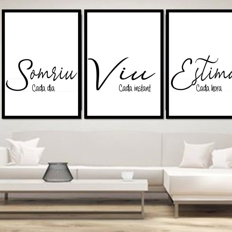 Tríptico "Estima cada hora, Somriu cada dia, Viu cada instant". varios tamaños. Sin Clavos.