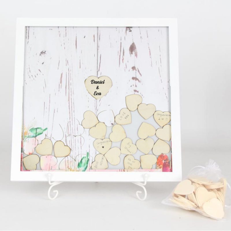 Cuadro firmas corazones con soporte de hierro. Diseño Exclusivo Didart