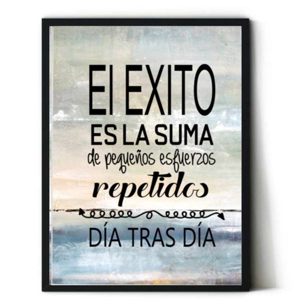Cuadro con frase motivadora. Personalizado. Con marco incluido. Sin clavos. "El éxito es la suma..."