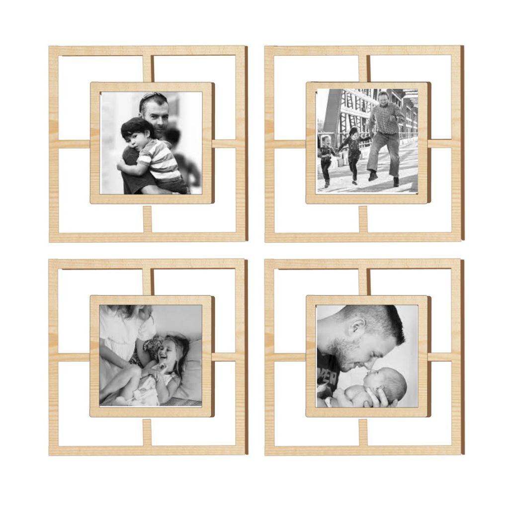 Marcos de Fotos Múltiple de madera pared. Conjunto de 4 marcos portafotos 20 x 20 cm. Collage de Marcos fotos pared. Foto mural pared, Decoración de Pared. Marcos portarretratos. (natural)