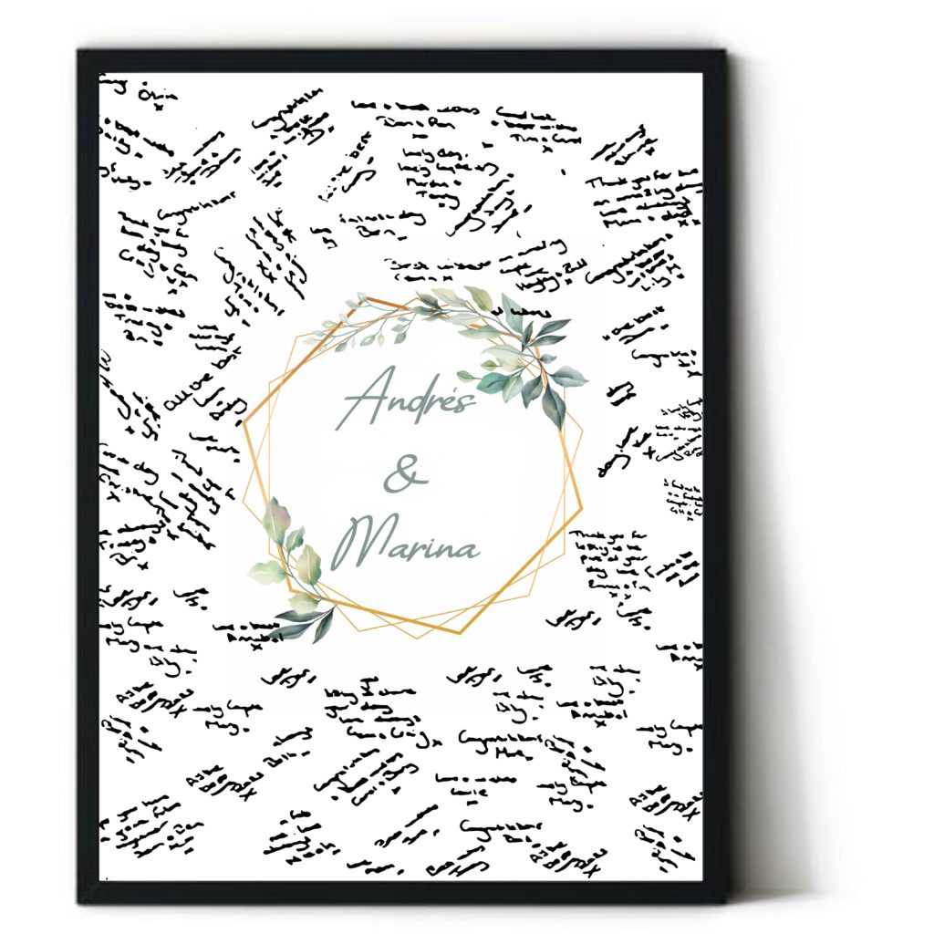 Cuadro de firmas para Bodas. Libro de visitas Boda. Recuerdo de Invitados. Regalo original novios. Libro de firmas alternativo. Modelo GRAF