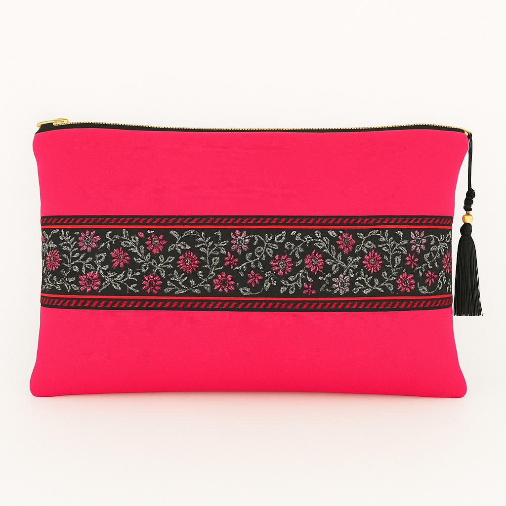 Bolso De Mano Mujer Fiesta- Doble Lona y Bordado con Cremallera Metálica - 29 x 18 cm Ideas Regalos para Mujeres - Imagen 9