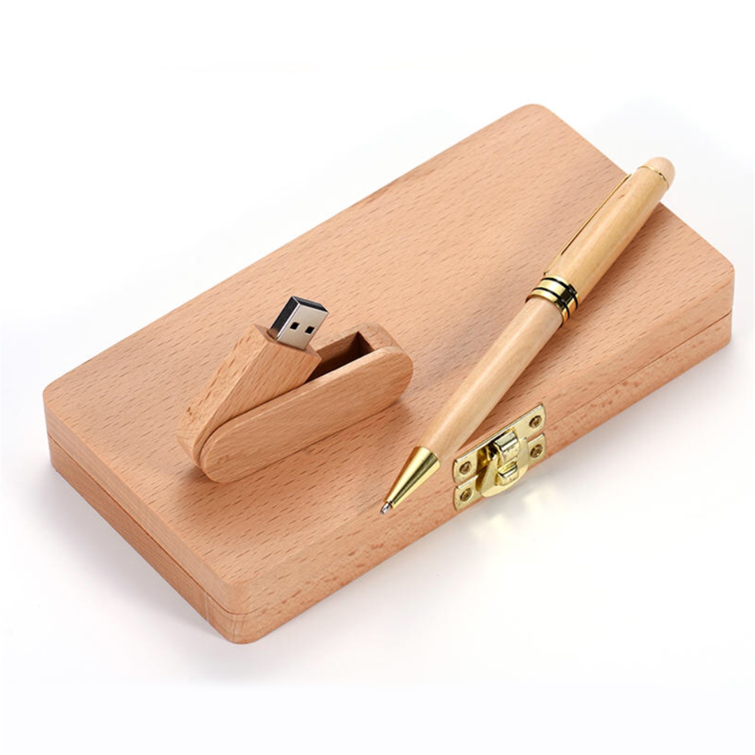 Regalo - Bolígrafos Personalizados. Bolígrafo de madera con caja a juego, tinta azul. Modelo USB - Imagen 3