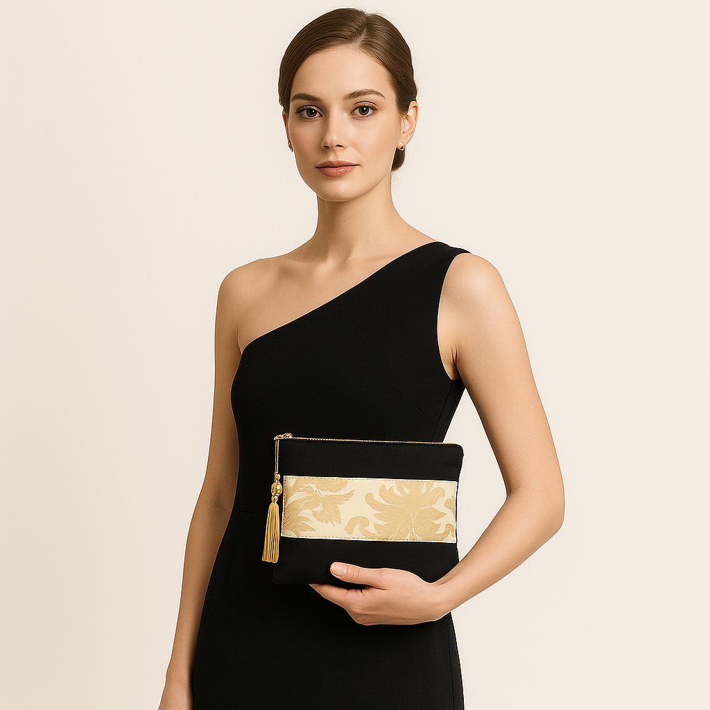 Bolso De Mano Mujer Fiesta- Doble Lona y Bordado con Cremallera Metálica - 29 x 18 cm Ideas Regalos para Mujeres - Imagen 7