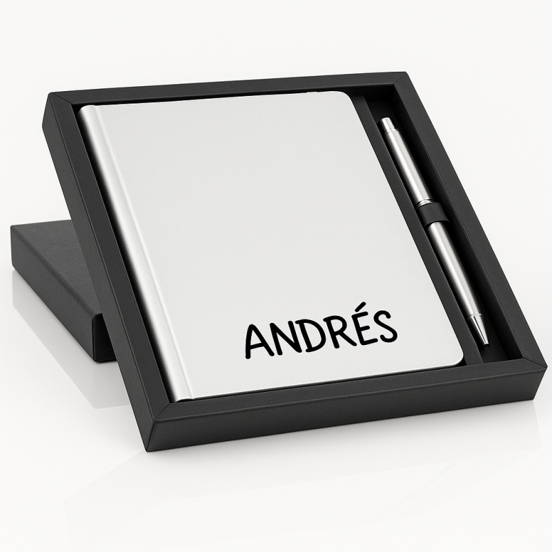 Estuche elegante con cuaderno y bolígrafo
