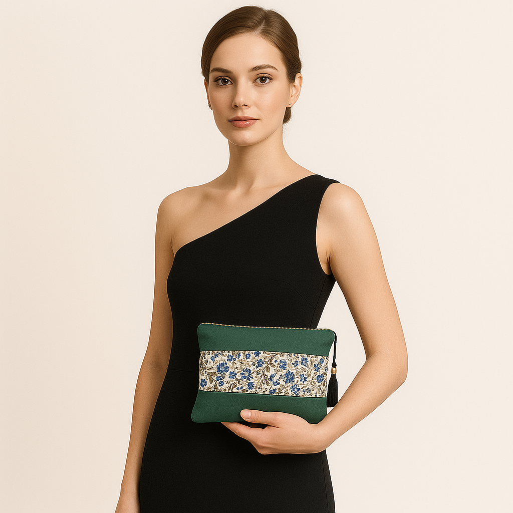 Bolso De Mano Mujer Fiesta- Doble Lona y Bordado con Cremallera Metálica - 29 x 18 cm Ideas Regalos para Mujeres - Imagen 6