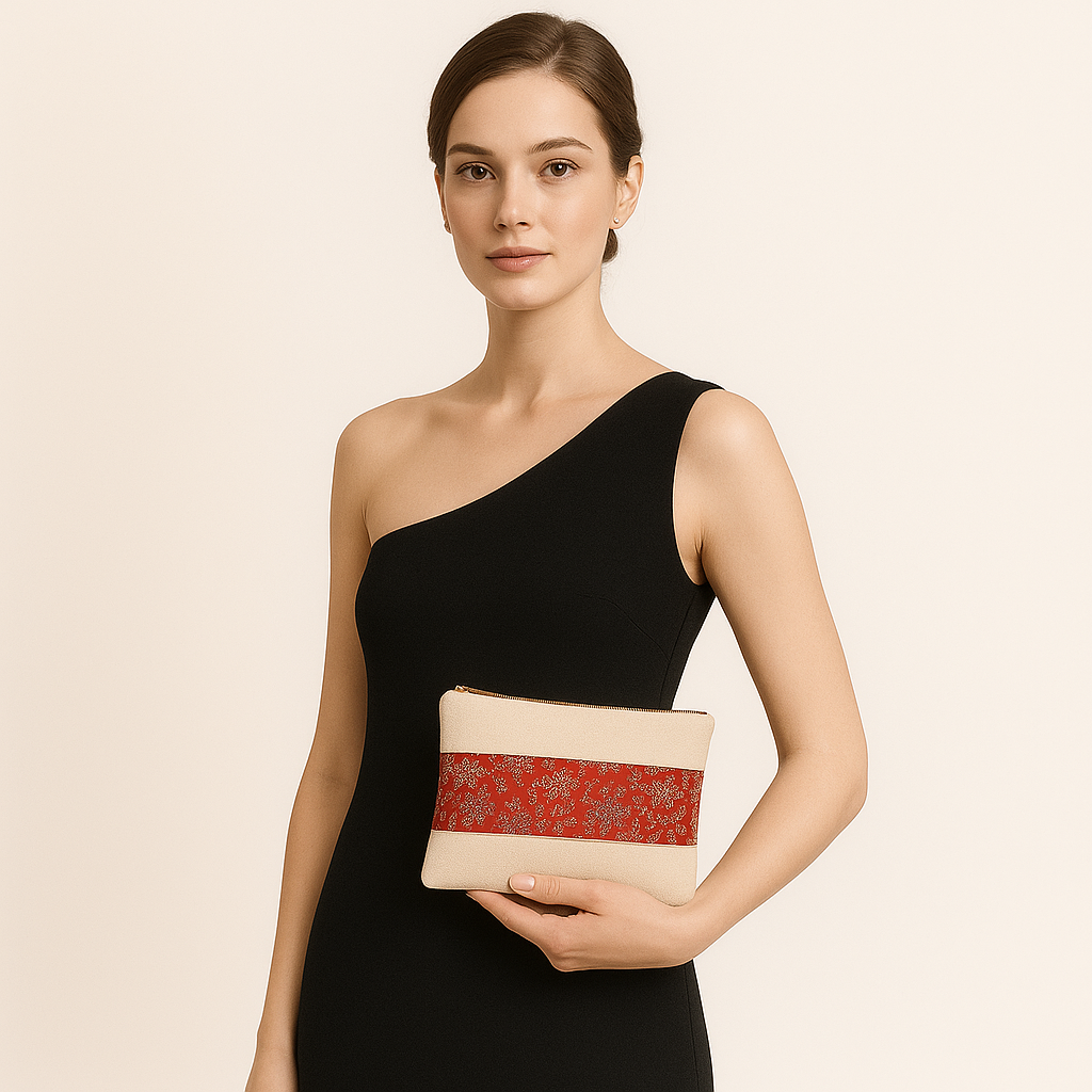 Bolso De Mano Mujer Fiesta- Doble Lona y Bordado con Cremallera Metálica - 29 x 18 cm Ideas Regalos para Mujeres - Imagen 4