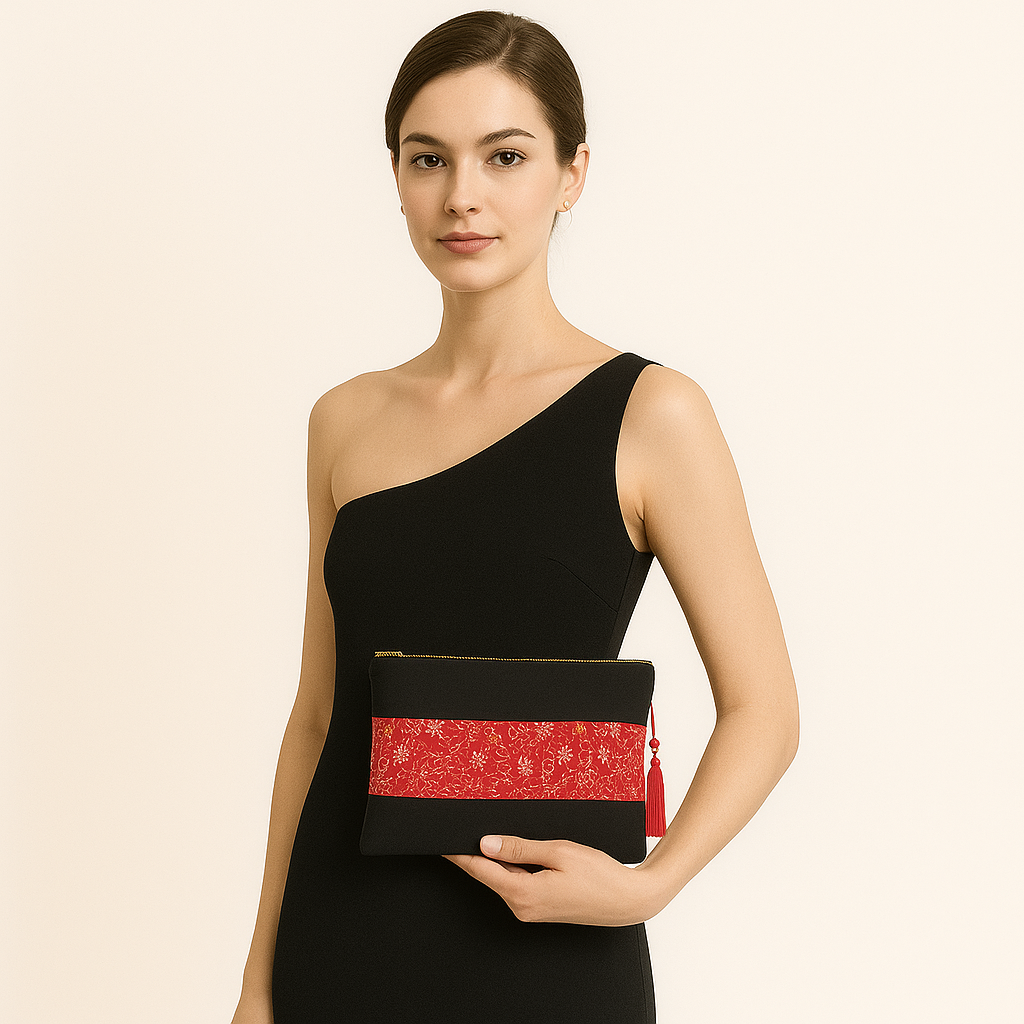 Bolso De Mano Mujer Fiesta- Doble Lona y Bordado con Cremallera Metálica - 29 x 18 cm Ideas Regalos para Mujeres - Imagen 2