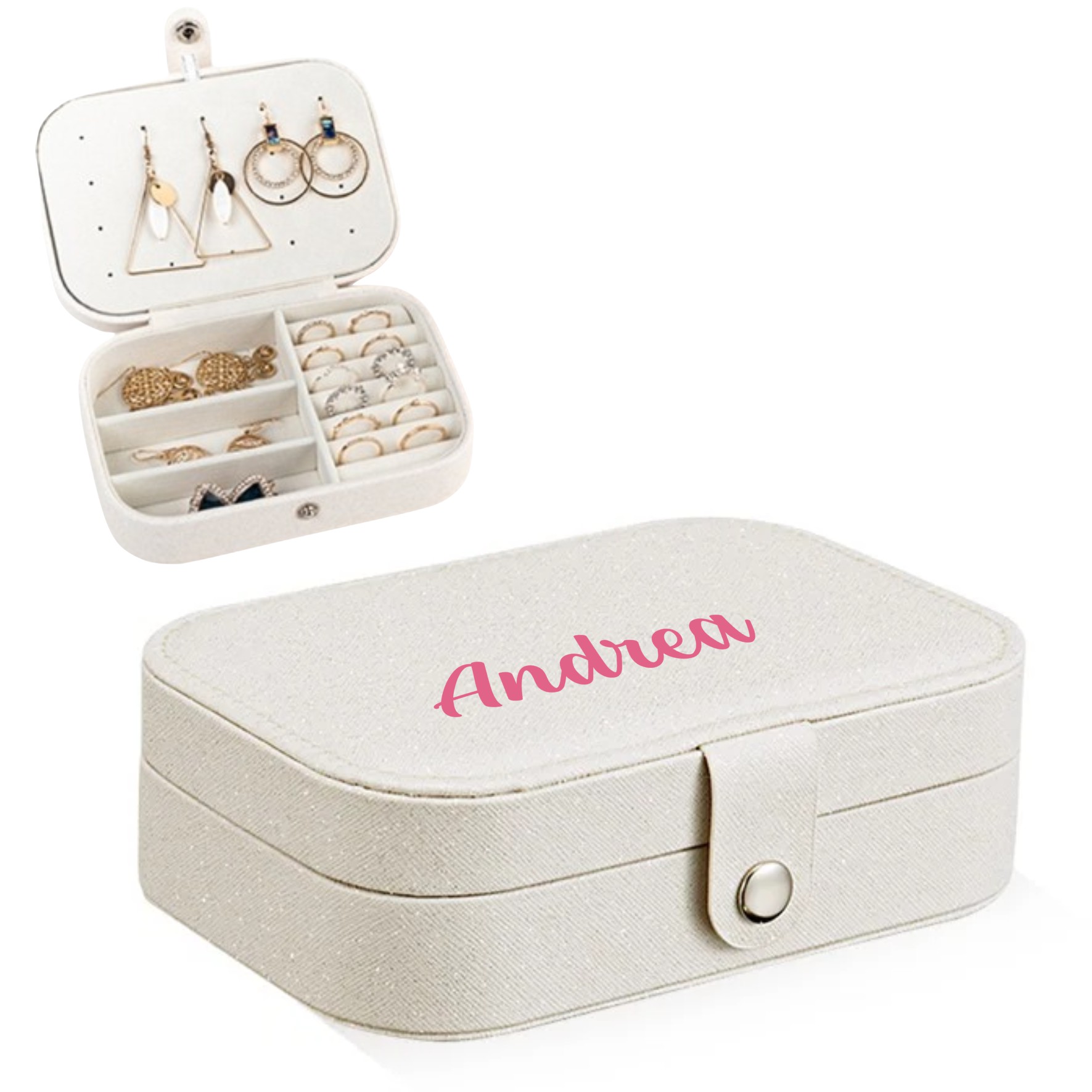 Regalo Niña Mujer - Joyero Personalizado Joyero de viaje mujer. Joyeros originales. Organizador de pendientes, pulseras, anillos. - Imagen 3