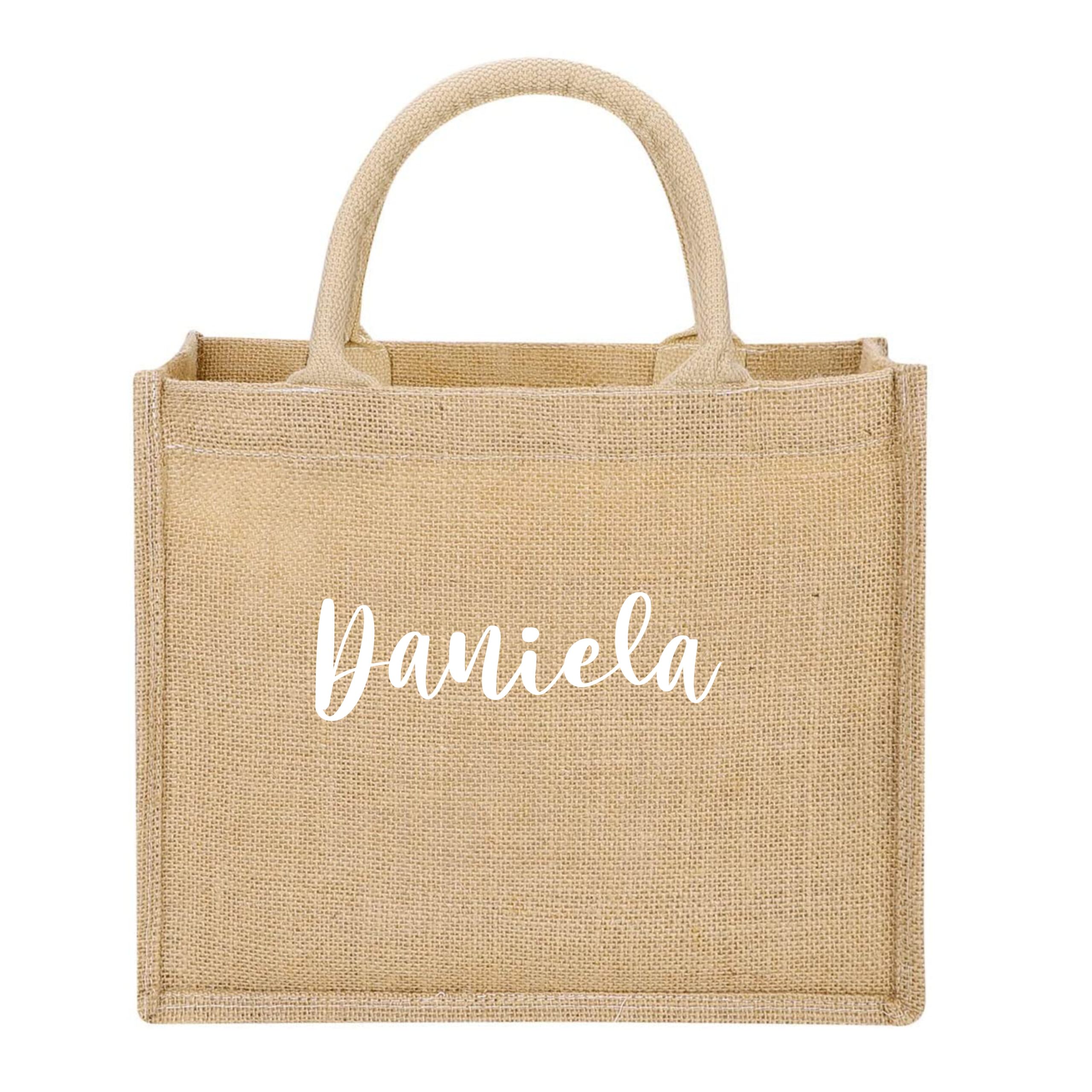 Bolso Yute natural Personalizado con NOMBRE. Bolsa playa, shopper, bolsa compra. Bolsa arpillera gran tamaño. Modelo Mango - Imagen 3