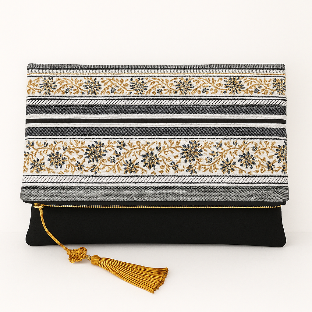 Bolso De Mano Mujer Fiesta- Doble Lona y Bordado con Cremallera Metálica - 29 x 40 cm Ideas Regalos para Mujeres - Imagen 9