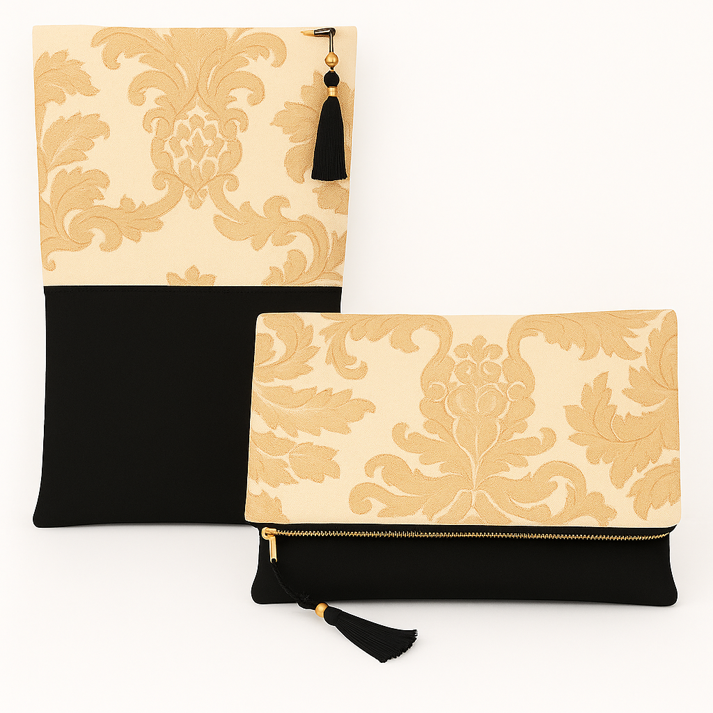 Bolso De Mano Mujer Fiesta- Doble Lona y Bordado con Cremallera Metálica - 29 x 40 cm Ideas Regalos para Mujeres