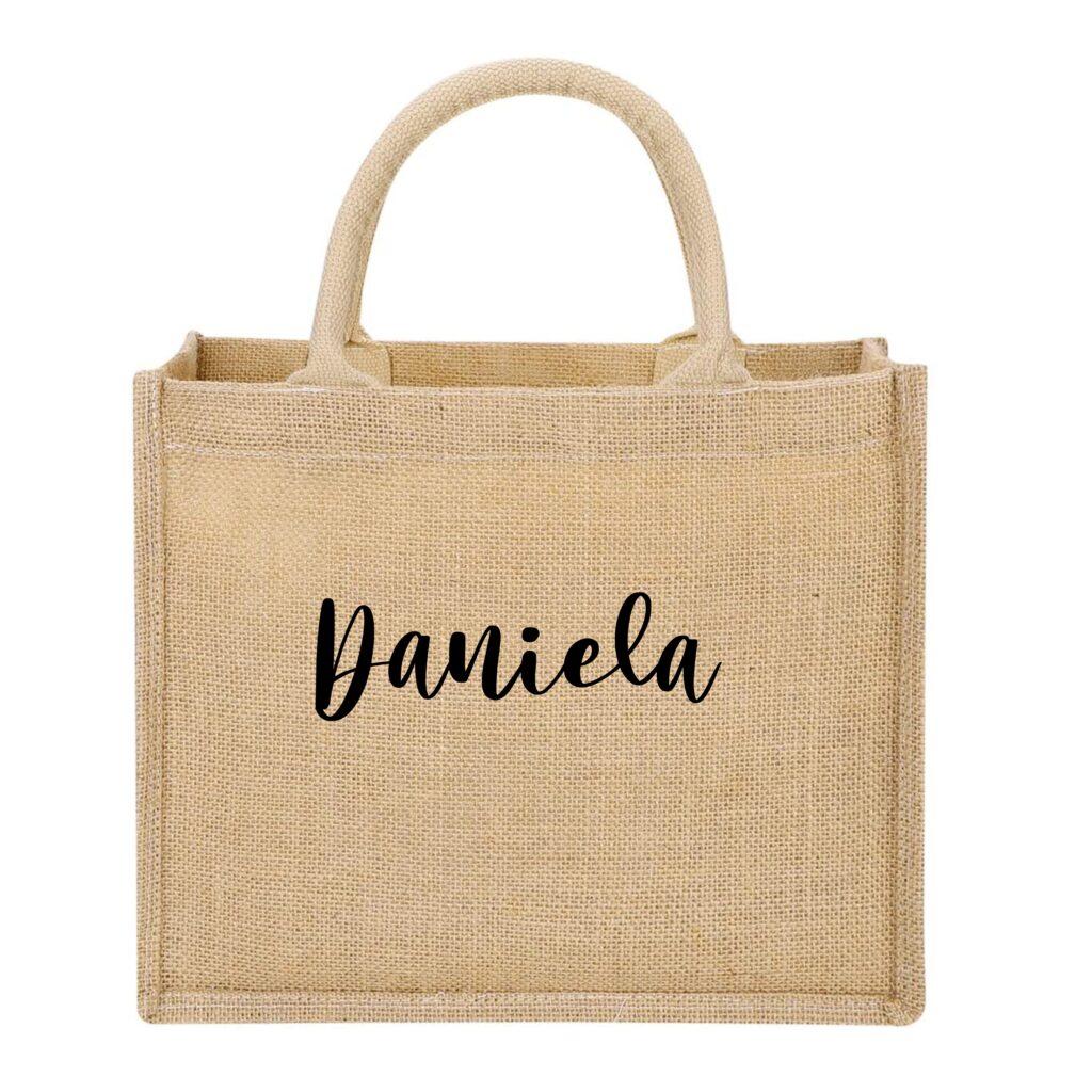 Bolso Yute natural Personalizado con NOMBRE. Bolsa playa, shopper, bolsa compra. Bolsa arpillera gran tamaño. Modelo Mango