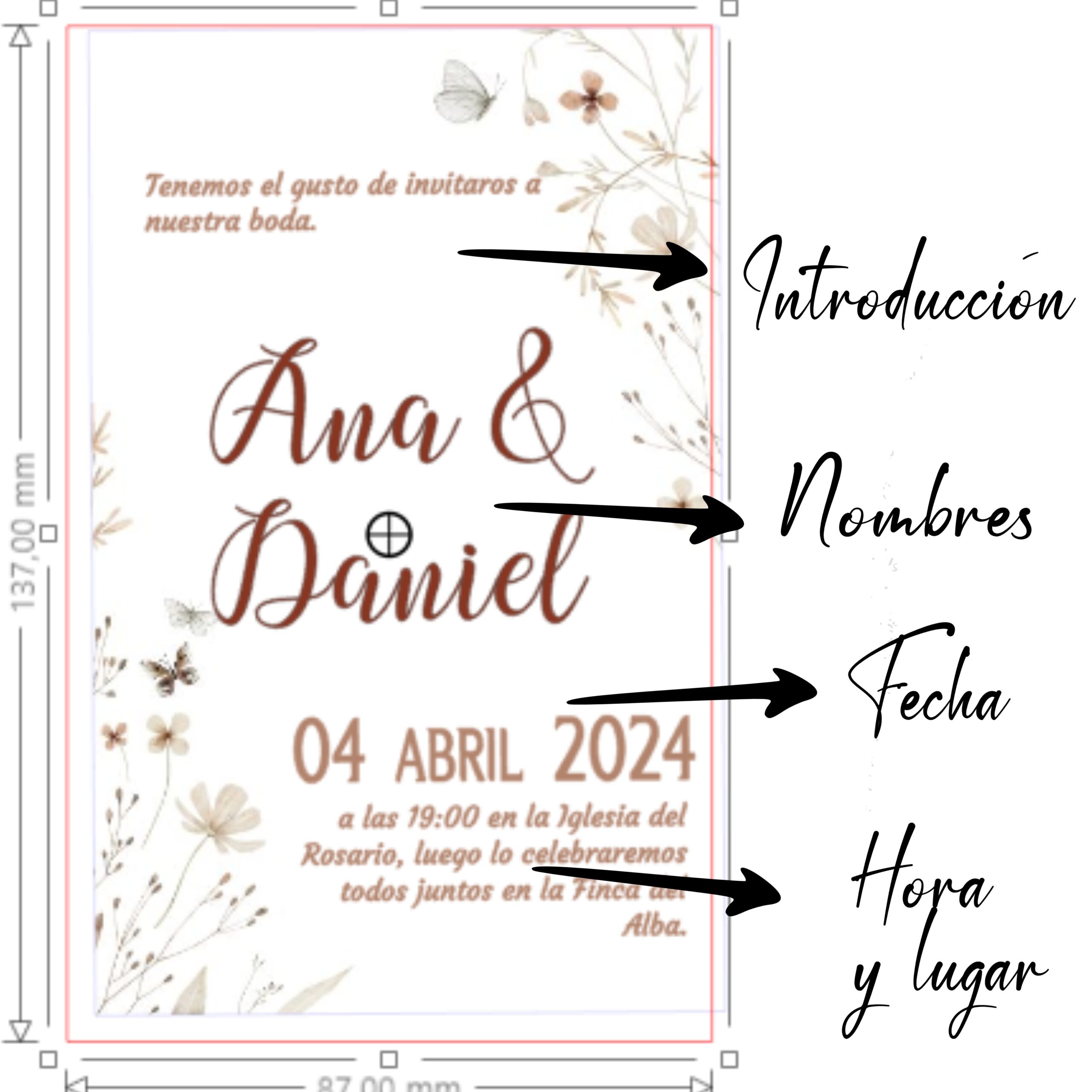 Invitaciones de Boda Personalizadas. Pack 27 uds. Sobres Invitaciones Boda Incluidos. Tarjetas 14 x 9 cm. Papel Fotográfico 250 gr. Modelo Primavera. - Imagen 6