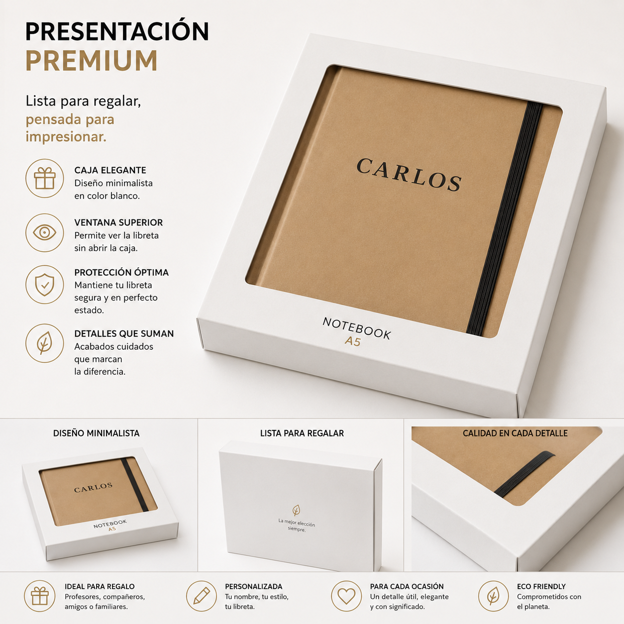 Libreta Personalizada. Cuaderno A5 personalizado. Tapa dura reciclada. - Imagen 2