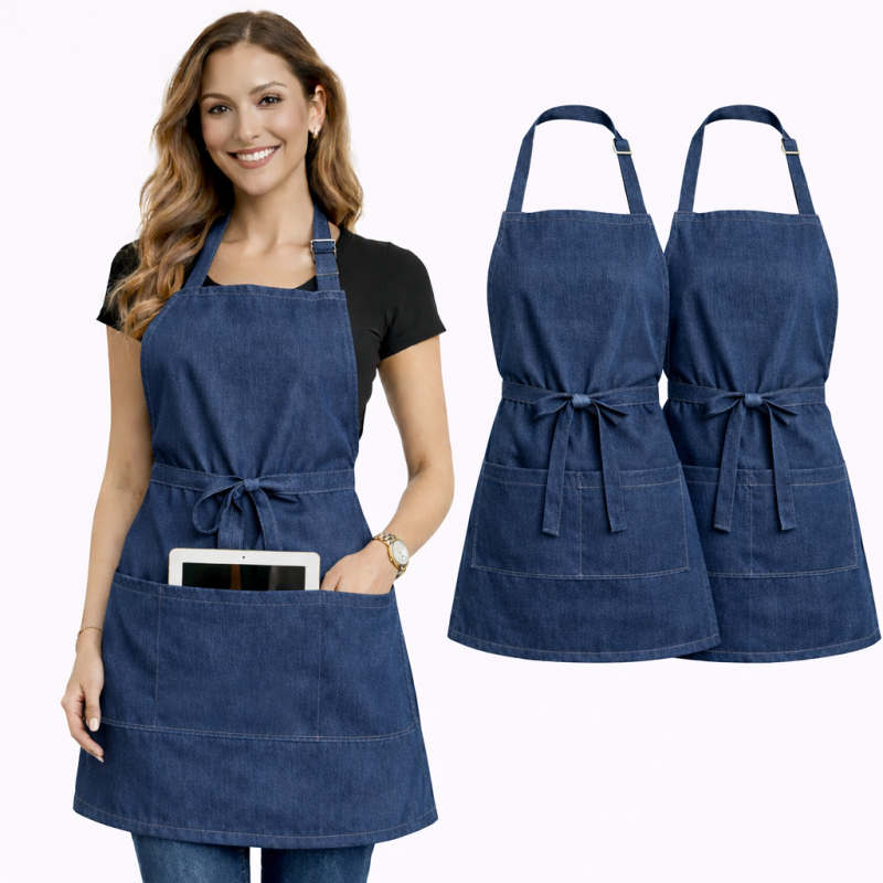 XChef Delantal Cocina Mujer Ligero Ajustable Pack 2. (Vaquero)
