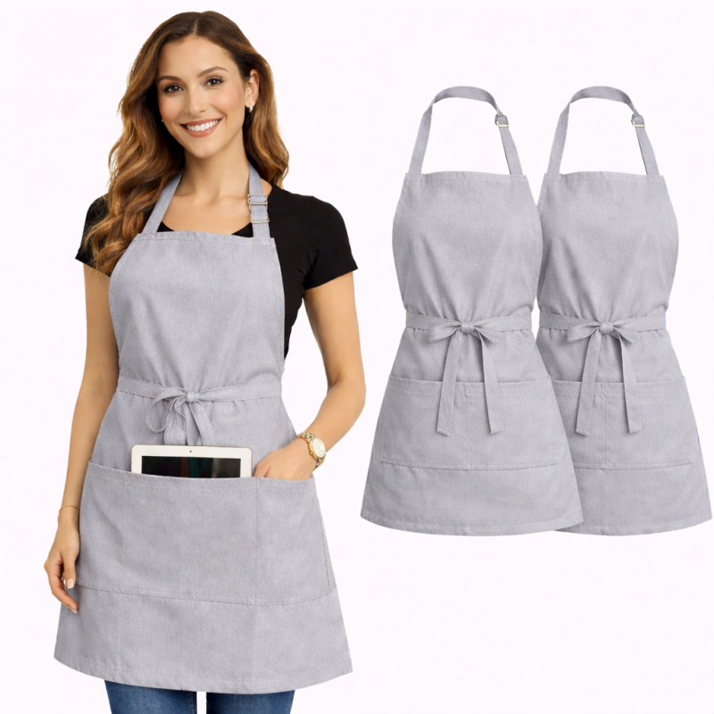XChef Delantal Cocina Mujer Ligero Ajustable Pack 2. (Gris Claro)