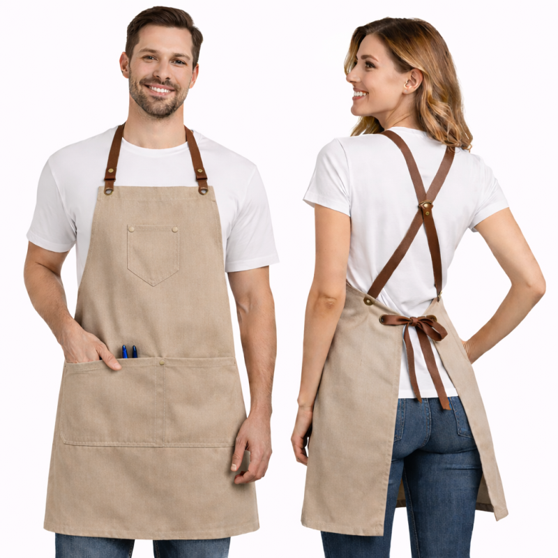 XChef Delantal cruzado espalda, impermeable, ajustable, antimanchas. Pack 2 uds. (Beige)