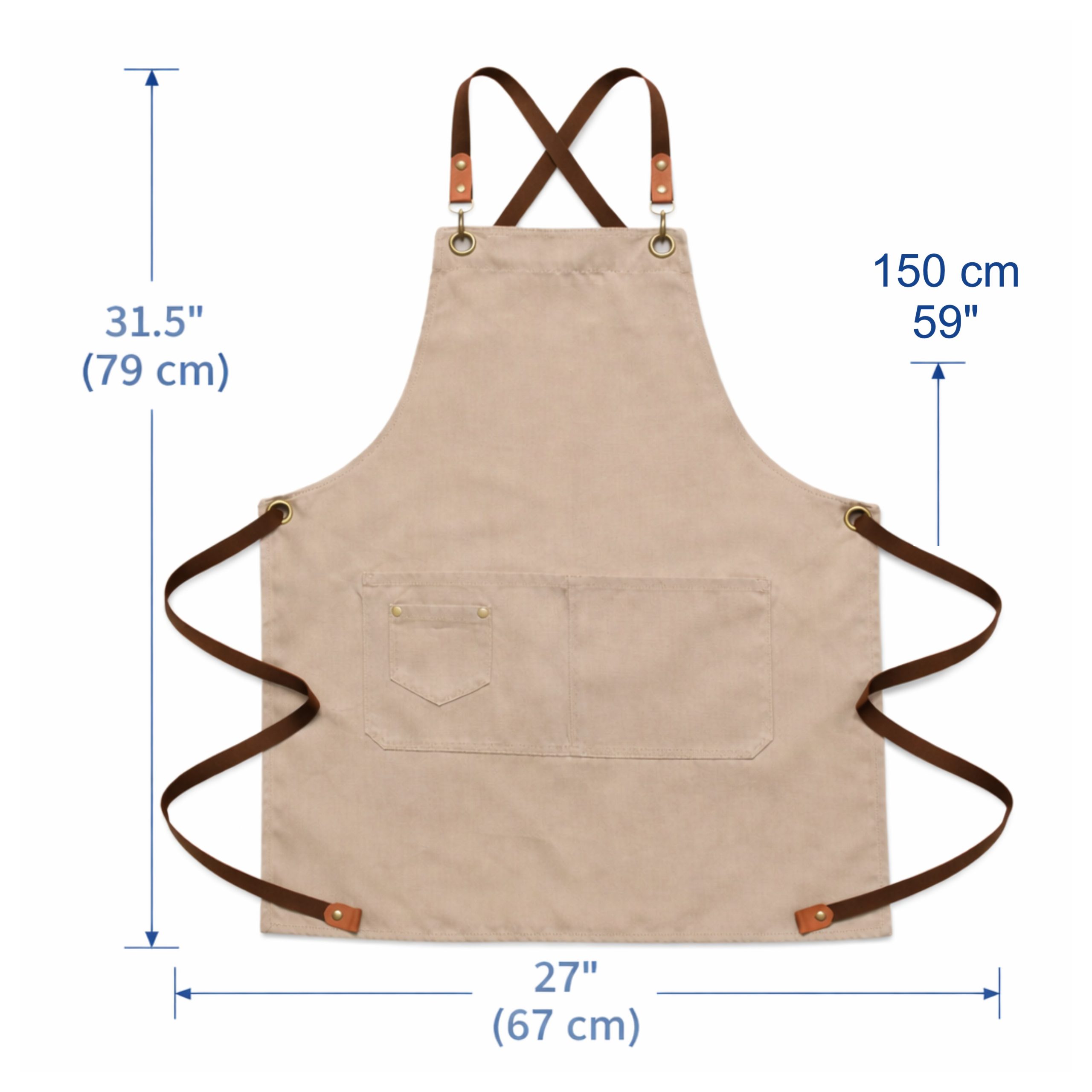 XChef Delantal cruzado espalda, impermeable, ajustable, antimanchas. Pack 2 uds. (Beige) - Imagen 6