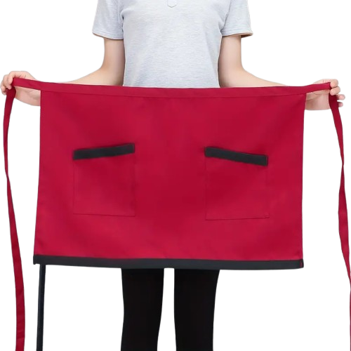XChef Delantal camarero corto, ribete color, 2 bolsillos, poliéster (ROJO). Pack 2 unidades - Imagen 3