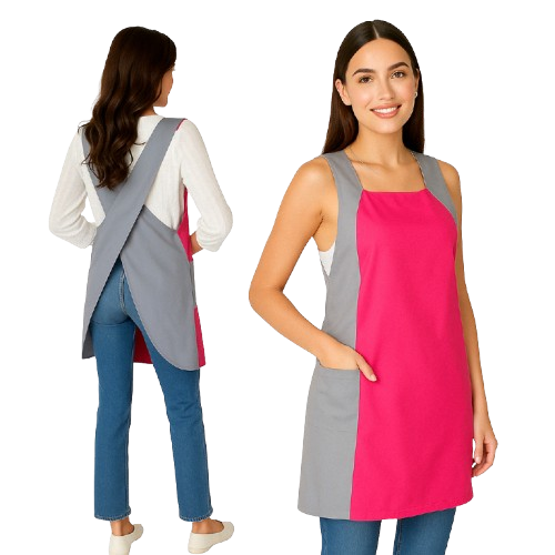 XChef Bata Maestra Infantil con 2 Bolsillos. Rosa-Gris.