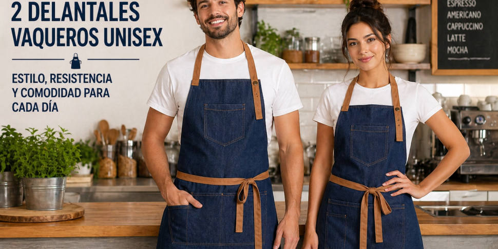 Banner XChef: pack de 2 delantales vaqueros unisex, estilo, resistencia y comodidad
